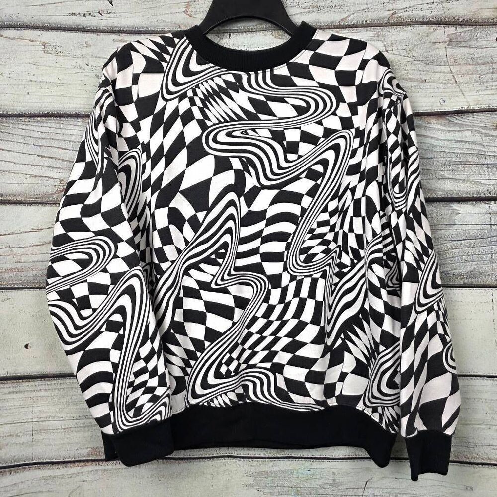 Wild Fable S Black White Optical Illusion Sweatshirt